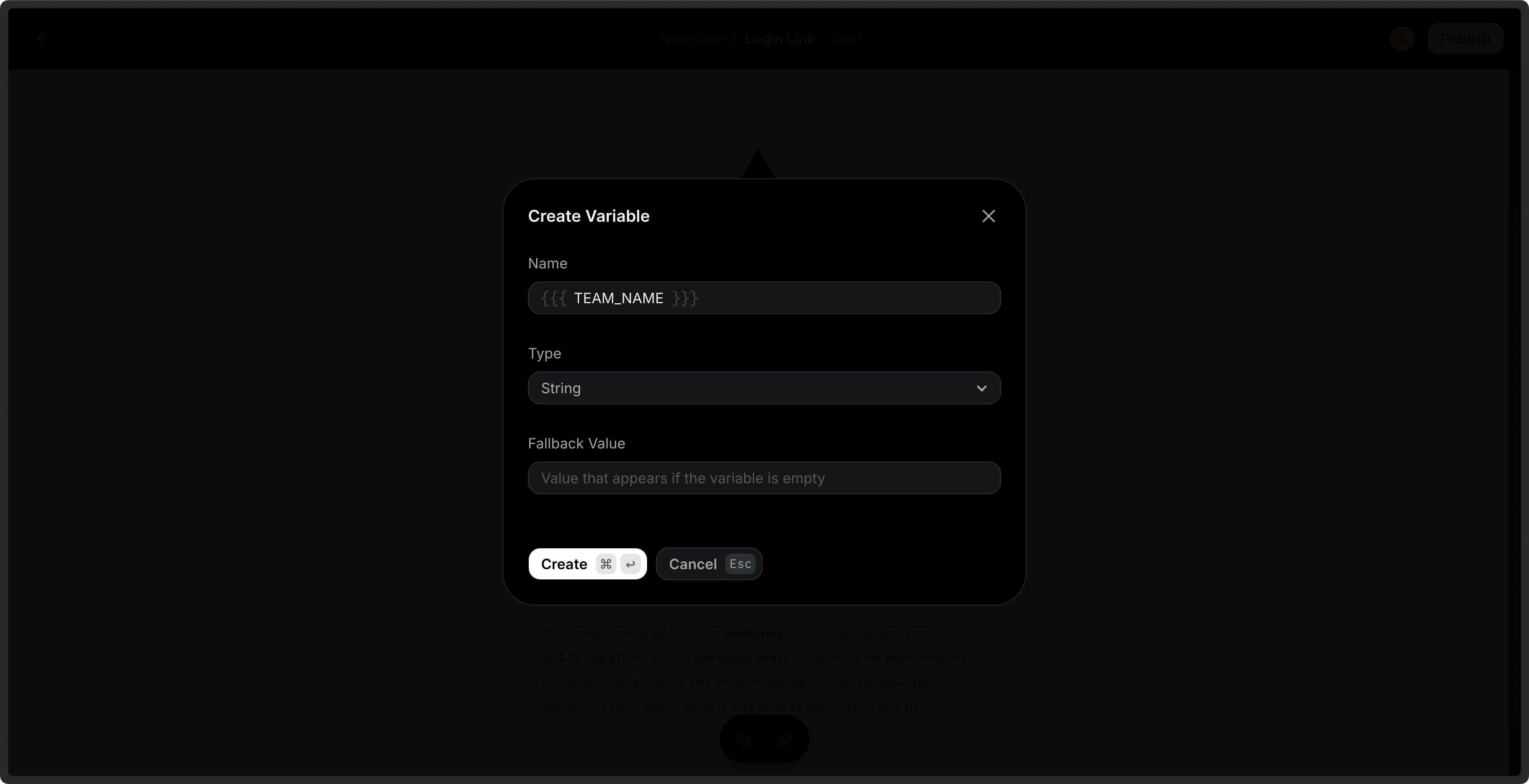 variable dropdown