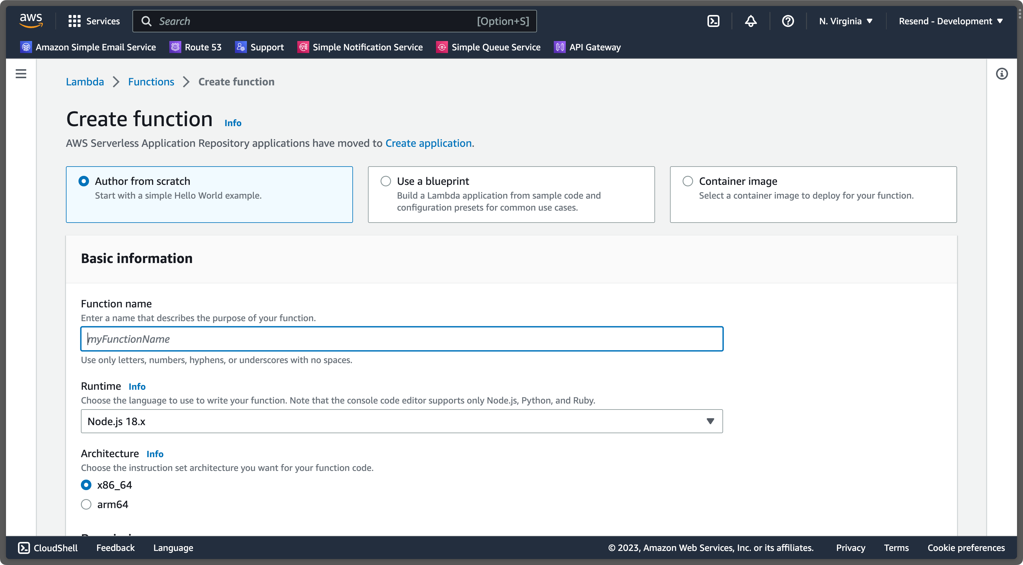 AWS Lambda - New Function