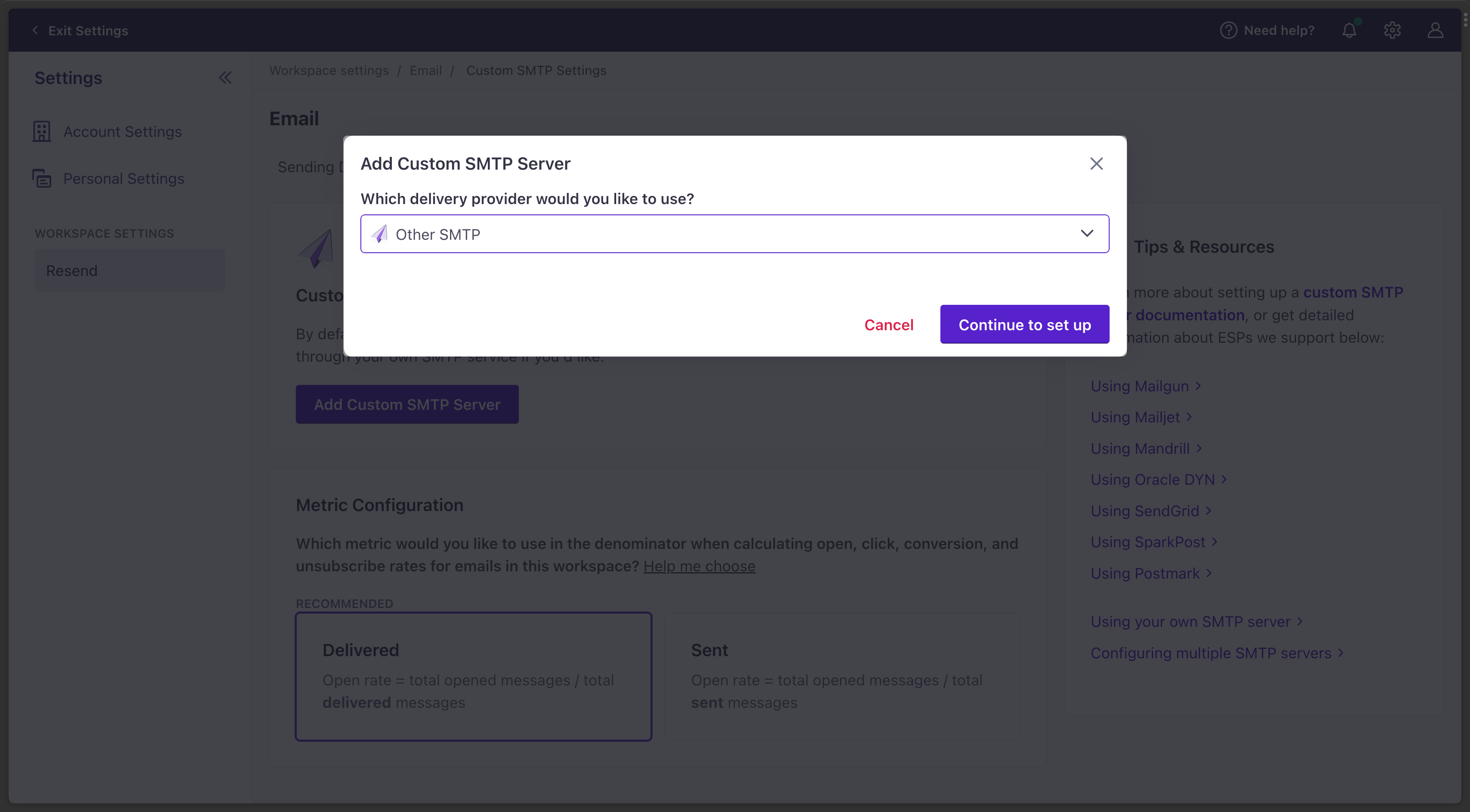 Customer.io SMTP - Other SMTP