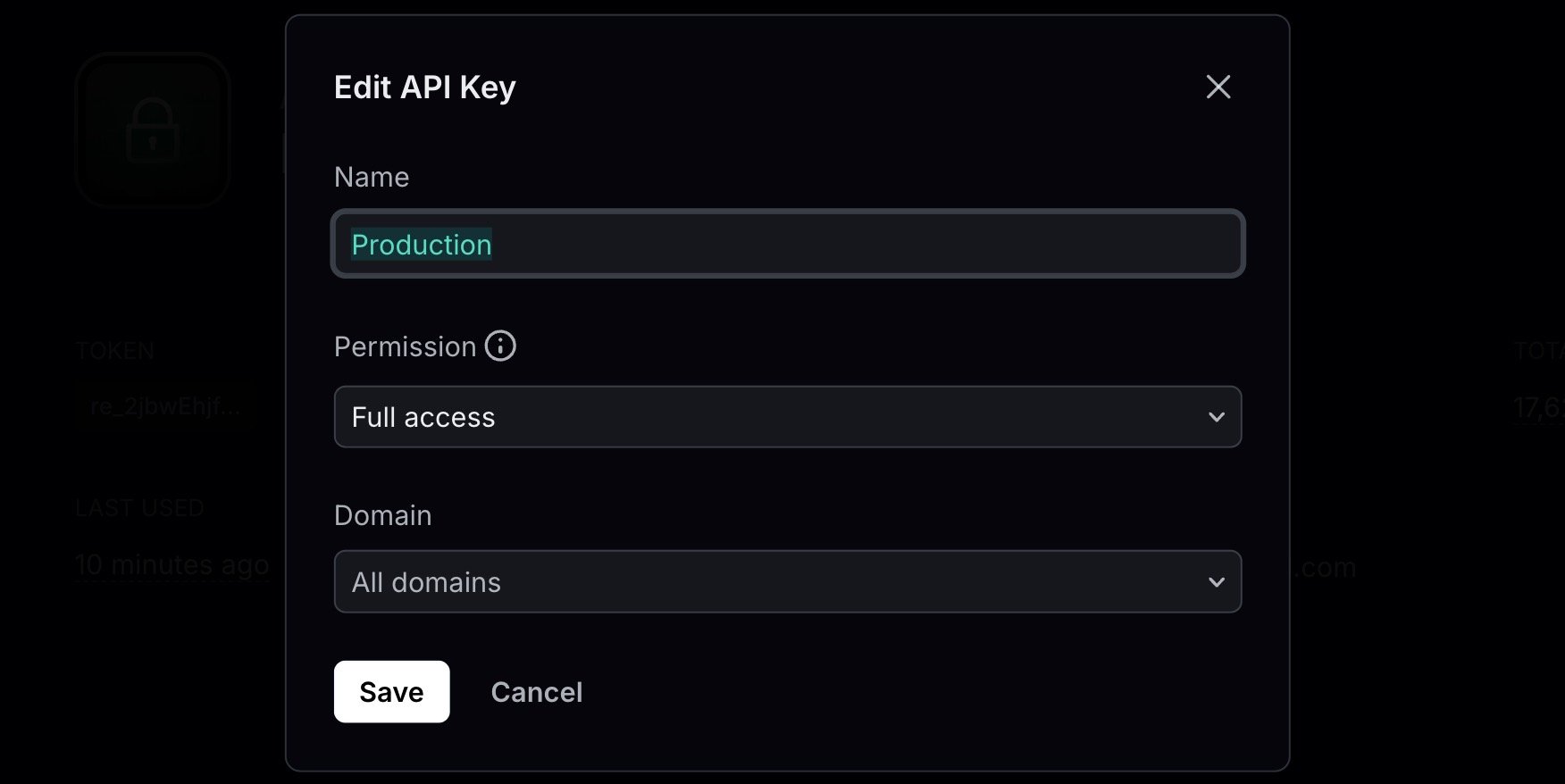 View Inactive API key