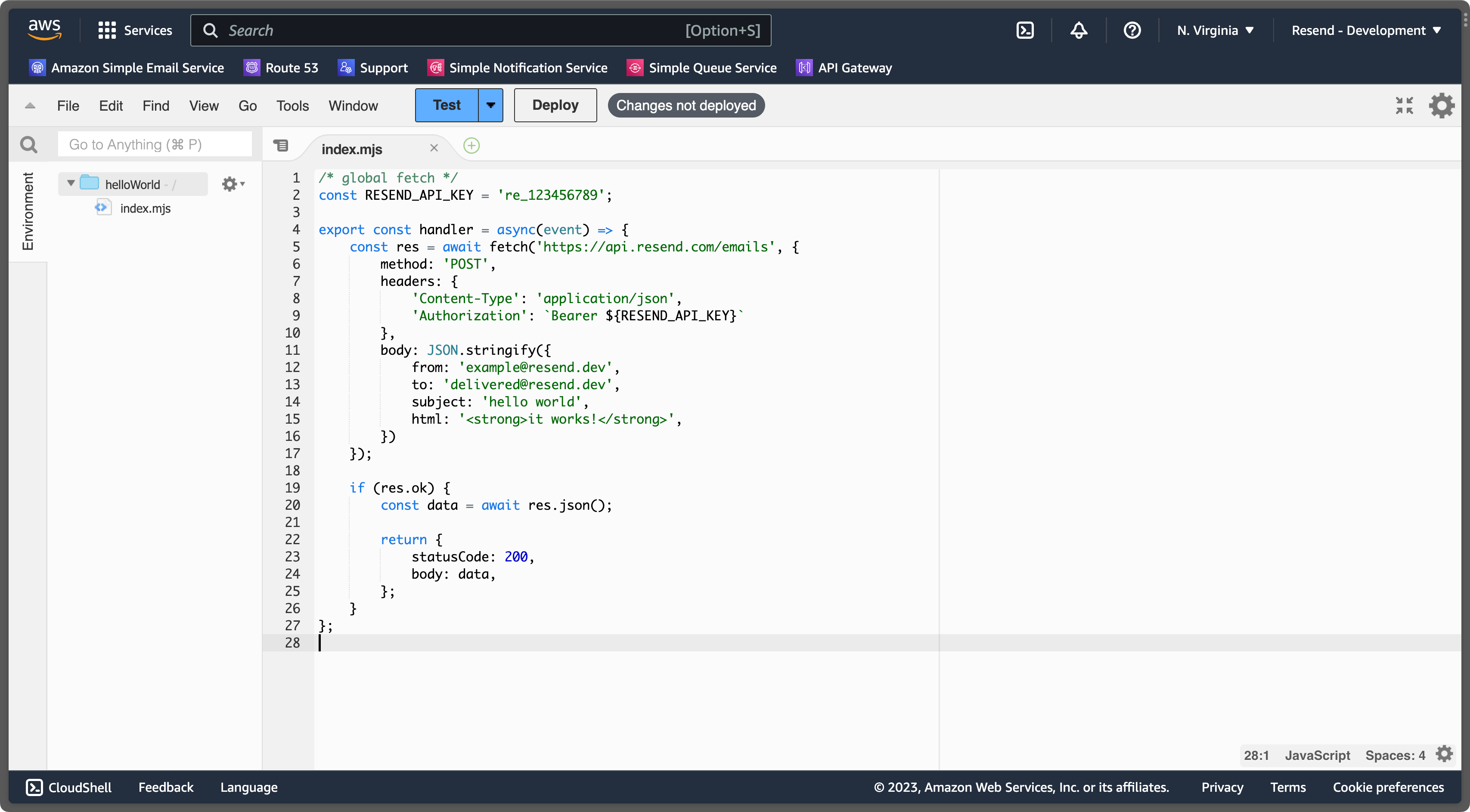 AWS Lambda - Edit Function