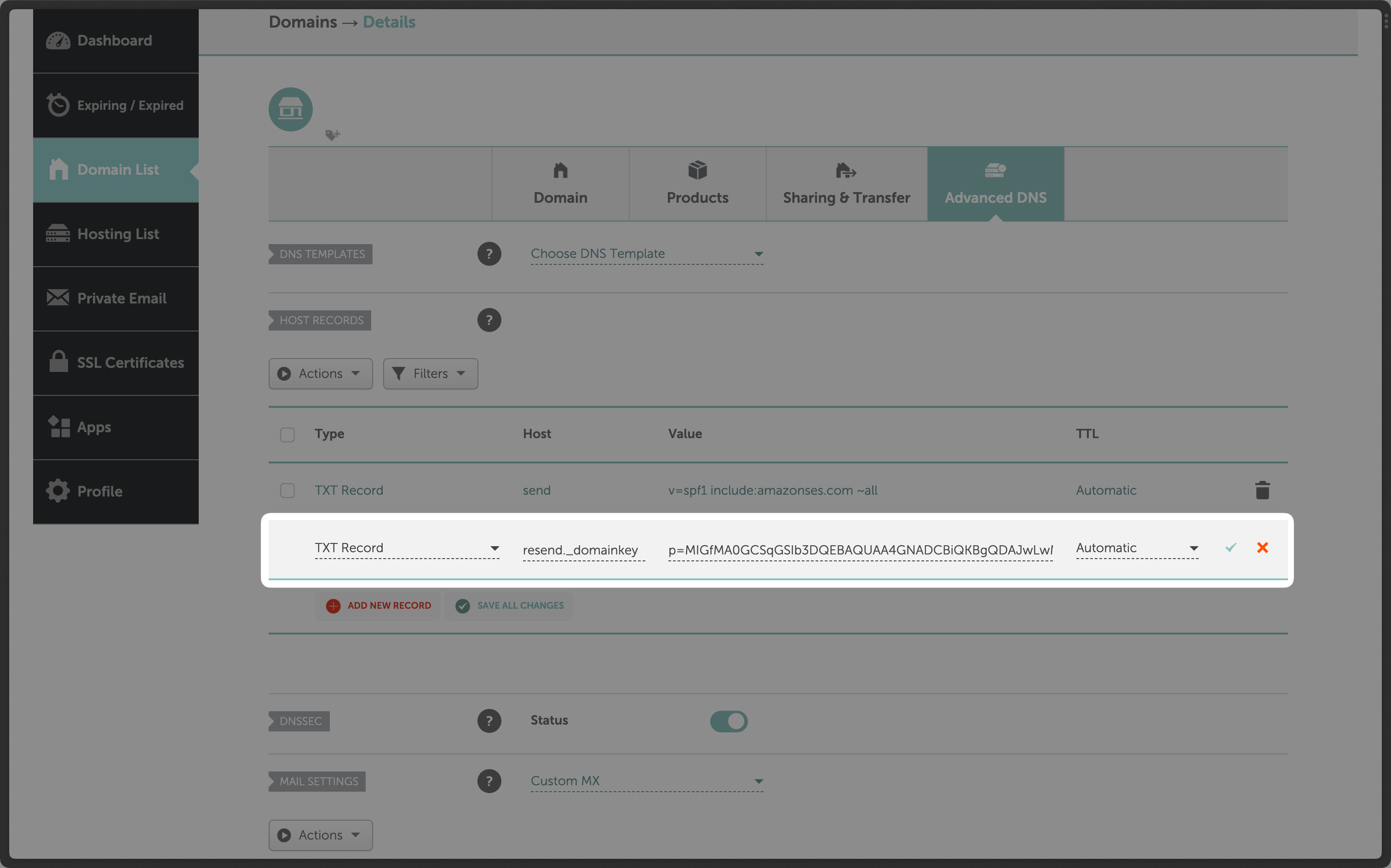 Domain Details