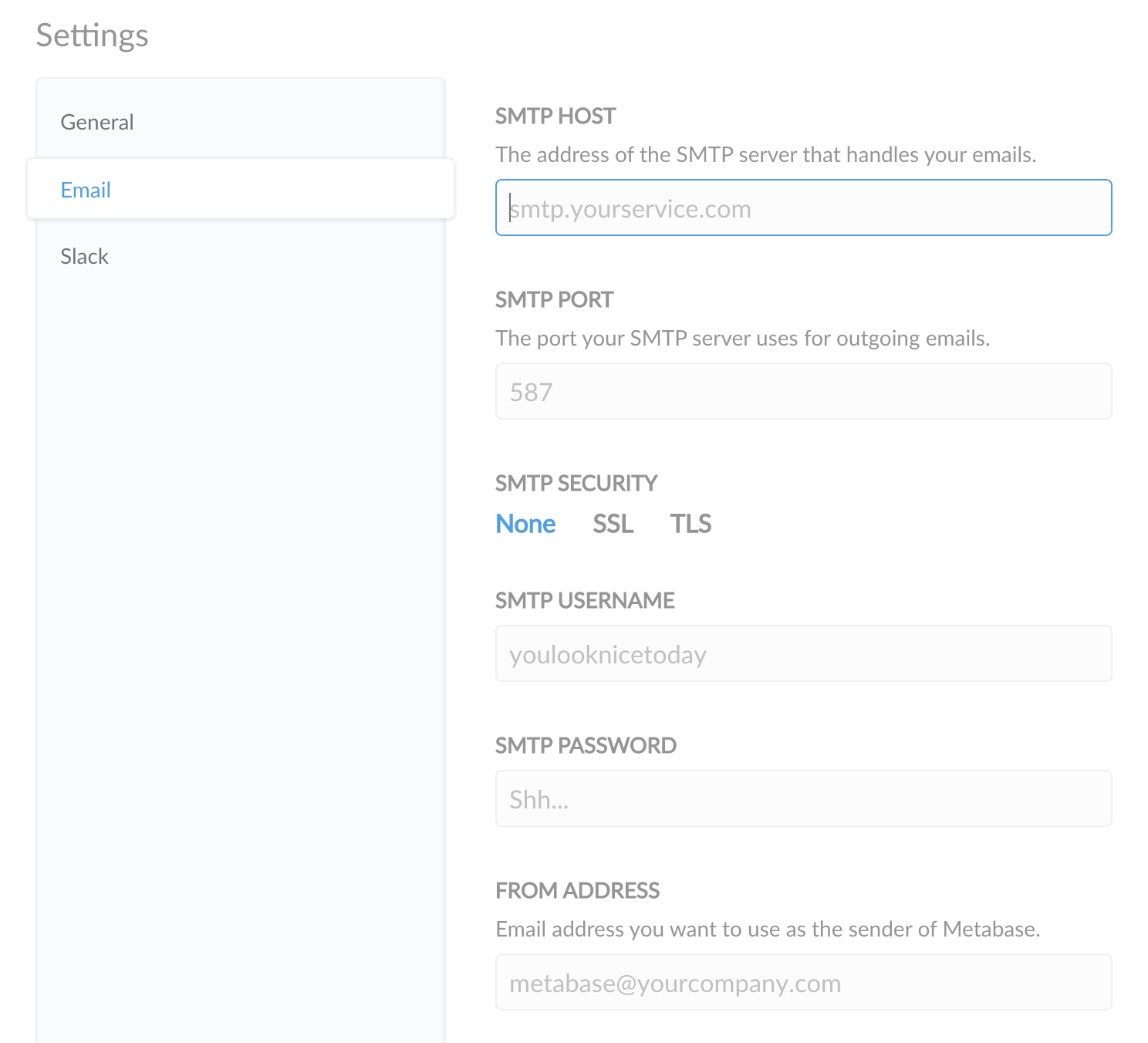 Metabase Cloud SMTP