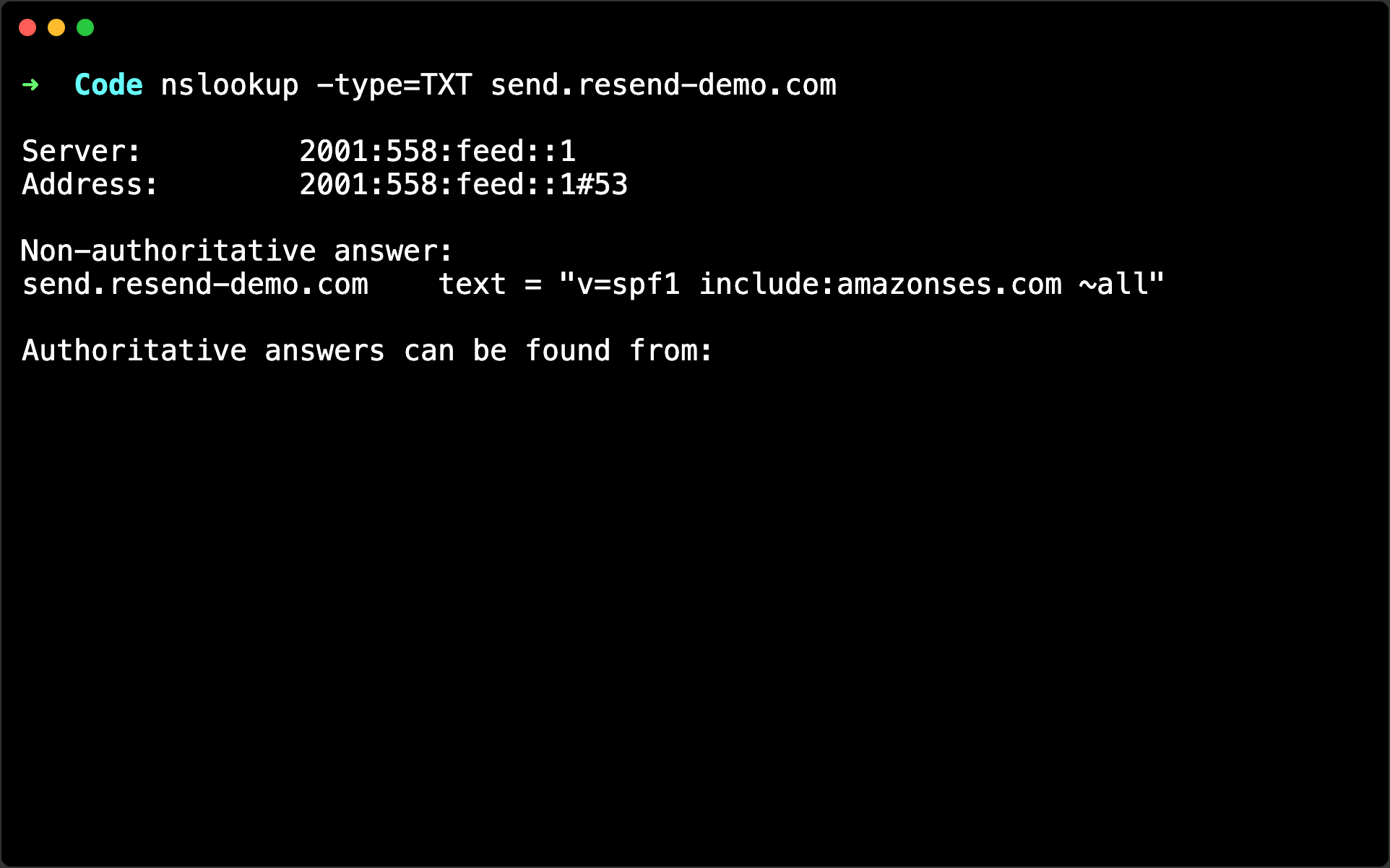 Check domain records with nslookup