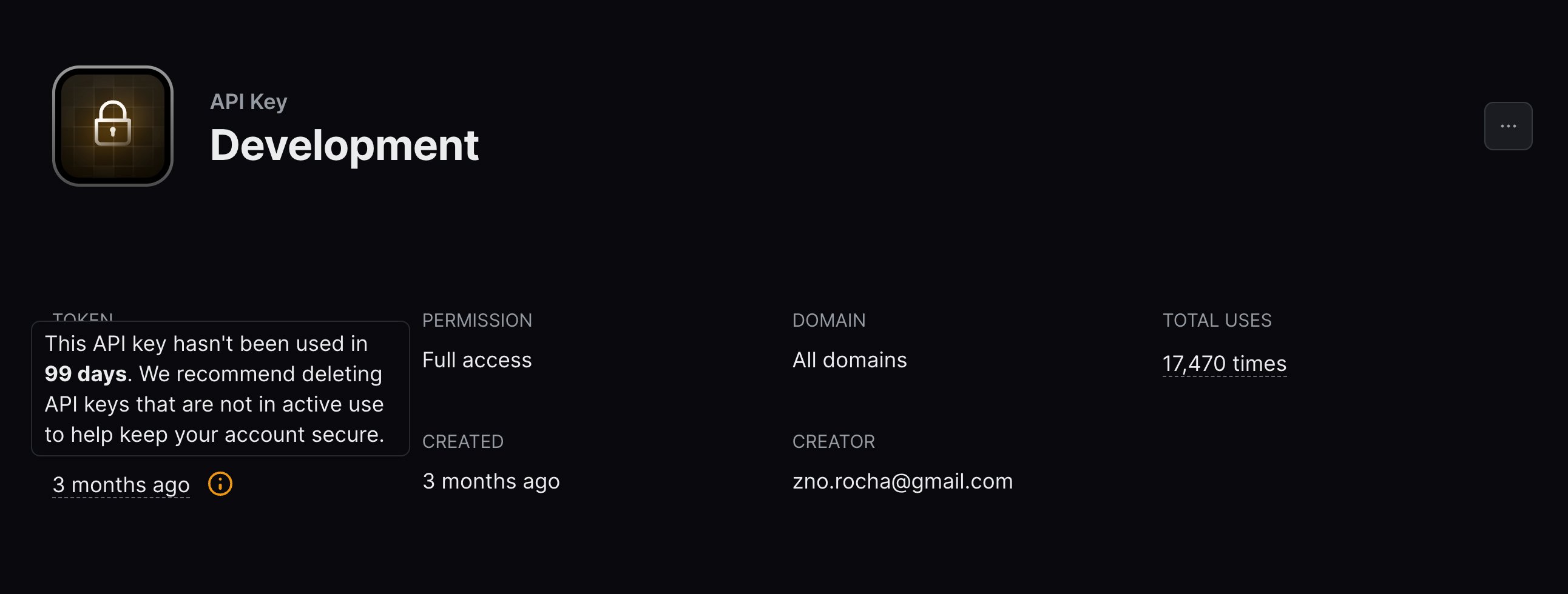 View Inactive API key