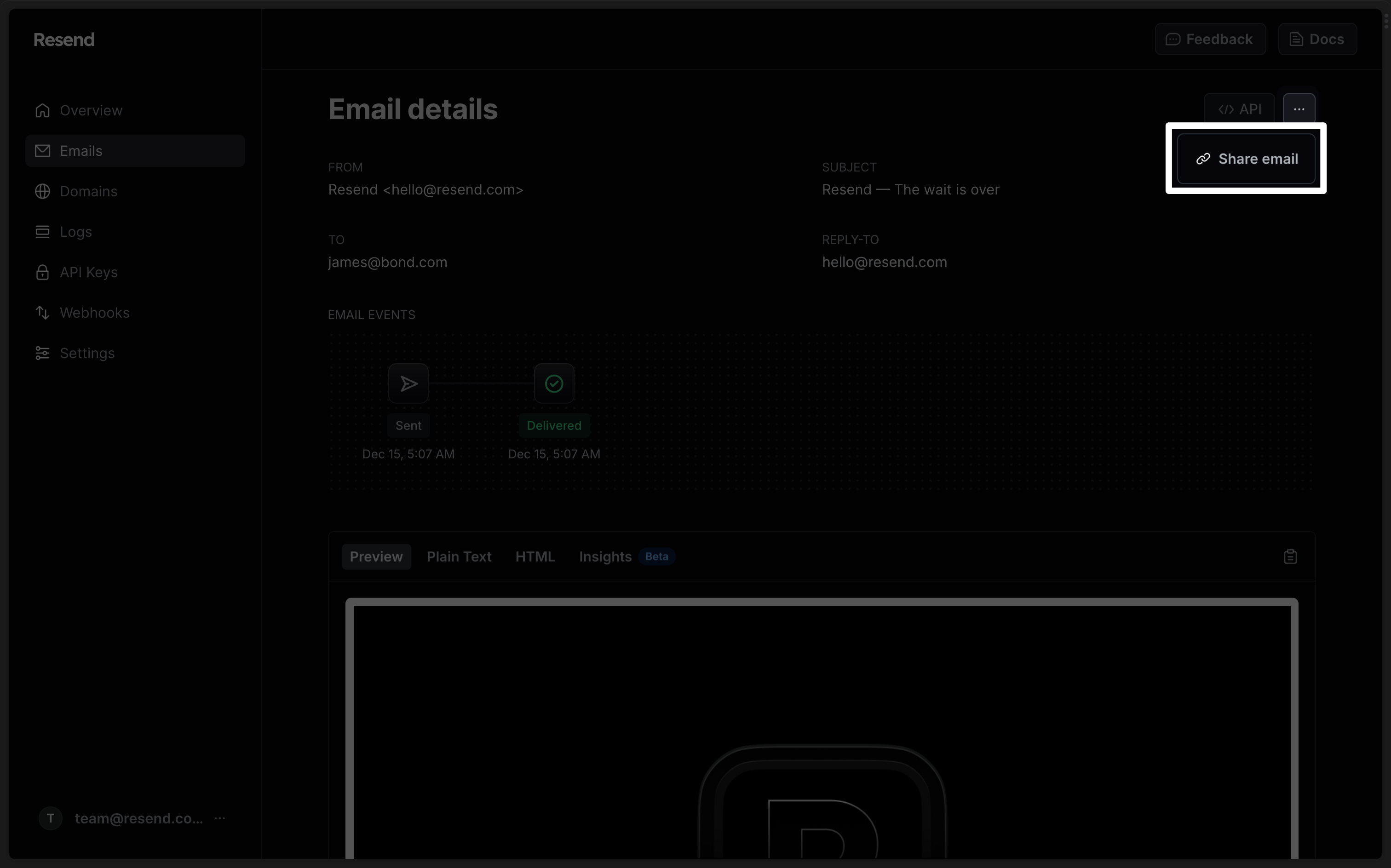 Email - Share Link Option